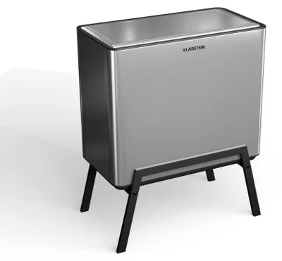 Obrázok produktu pre Klarstein, kuchynský odpadkový kôš, 40 l, s 2 priehradkami a vekom, pedálový odpadkový kôš do kúpeľne, kovový, robustný