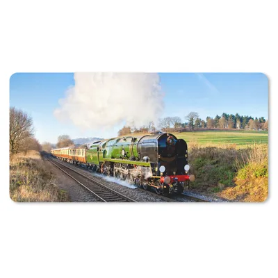 Produktbild von MuchoWow® Mauspad Mousepad Ein bunter Dampfzug in einer grünen Landschaft 60x30 cm - Mousepads - Maus Mat - Pad - Mausunterlage - Nachhaltig