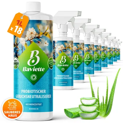 Produktbild von Baviette Geruchsneutralisierer 1 Liter Konzentrat – gegen Tiergerüche & Alltagsgerüche in Haushalt, Teppich, Polster & Auto