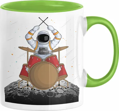 Produktbild von Drummer Schlagzeug-Spieler Geschenk Tasse Geschenkidee Kaffee-Becher Schlagzeuger Mond Grafik (Grün)