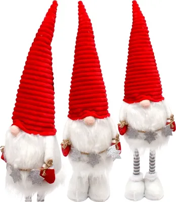 Produktbild von Weihnachtsmann Figur Weiß 50–70 cm – Dekofigur mit silbernen Sternen auf Teleskopbeinen