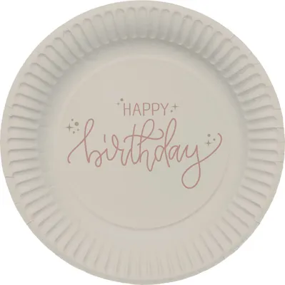 Produktbild von 8 Teller Happy Birthday Creme Rose