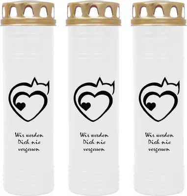 Image de Bougie funéraire - lot de 3 - blanc 170h ( couvercle or ) - coeur