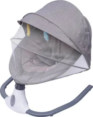 Produktbild von Babywippe - Elektrische Babyschaukel - Fernbedienung - Bluetooth- und USB-Musik - 4 Schaukelstufen mit Timer - Abnehmbares Moskitonetz - Bis 20 kg - Grau