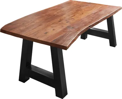 Produktbild von SAM® Esstisch Baumkante massiv Akazie Nussbaum 120 x 80 A-Gestell schwarz ATHEN