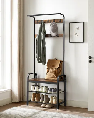 Produktbild von VASAGLE Garderobenständer,183 x 72 x 33,7 cm, mit 9 Haken und Schuhregal-RSH40