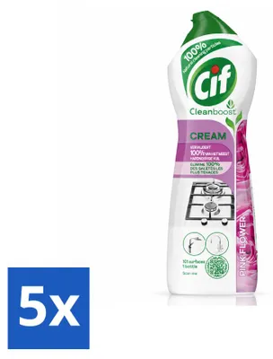 Produktbild von 5 x Cif Cream Pink Flower Schuurmiddel - 750 ml - Vorteilspackung - 5 Stücke