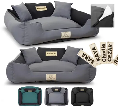 Obrázek produktu pro Psí pelíšek, ohrádka, KINGDOG MM43, 75x65 cm, personalizovaný, odnímatelný, protiskluzový, tmavě šed