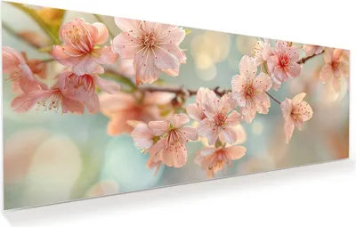 Produktbild von Glasbild 125x50cm in XXL für Wohnzimmer, Schlafzimmer Motiv Kirschblütenzauber
