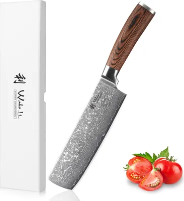 Produktbild von Wakoli EDIB Sakura Nakiri Messer 18 cm Damastklinge, aus 67 Lagen mit VG-10 Kern, Pakkaholzgriff