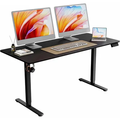 Produktbild von Schreibtisch höhenverstellbar elektrisch 160x70cm Schwarz mit Memory-Funktion