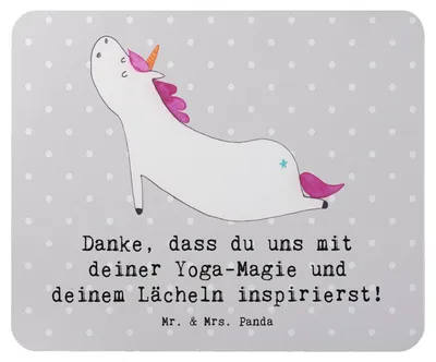Produktbild von Mr. & Mrs. Panda Mouse Pad Yoga Trainerin Inspiration - Grau Pastell - Geschenk, Sportarten, Lächeln, Balance, Entspannung, mauspad laptop, Mousepad, mousematte, Sportart