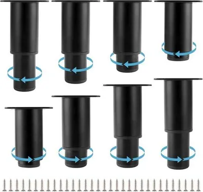 Produktbild von Möbelbeine verstellbar - 8 Stück in Schwarz für Tische, Schränke und Bänke