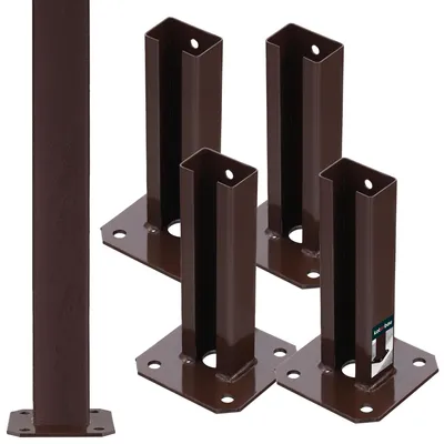 Produktbild von Pfostenhalterung, Pfostenfuß - 60 x 40 mm - Braun - Zum Verschrauben - Set mit 4 Stück