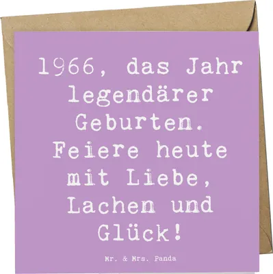 Produktbild von Mr. & Mrs. Panda Klappkarte Spruch 1966 Geburtstag - Lavendeltraum - Geschenk, Alter, Geburtstagsgeschenk, Grußkarte, anlasskarte, Happy Birthday, Geburtstagsfeier