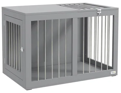 Produktbild von Hundebox - Hundekäfig - Innenstall für Hunde - Hundehütte - Transportbox für Hunde - 2 abschließbare Türen - Erhöhter Boden