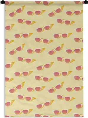 Produktbild von MuchoWow® Wandteppich Wandbehang Sommer - Sonnenbrille - Rosa 60x90 cm Tapisserie Dekoration Wandtuch - Foto-Teppich - Abwaschbar