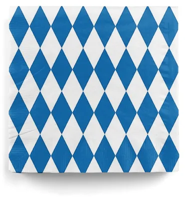 Produktbild von Bayerische Rauten Servietten blau-weiß als Tischdeko für   20 St. Zellstoffservietten