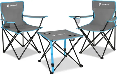 Produktbild von Springos® Camping Set Klapptisch mit 2 Stühlen Tragetasche Garten Balkon Angeln
