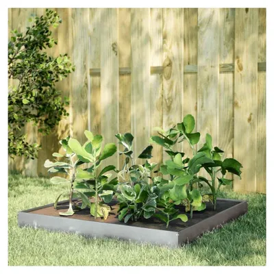 Produktbild von Hochbeet aus verzinktem Stahl, 100 x 100 x 18,5 cm, für Rasen und Garten