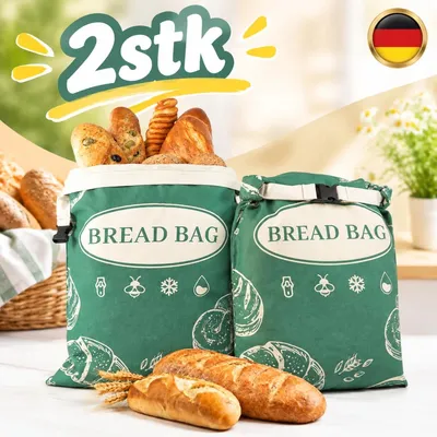 Produktbild von 2 Stück Bienenwachs Brotbeutel, Wiederverwendbare Brotbeutel Leinen 43×32cm