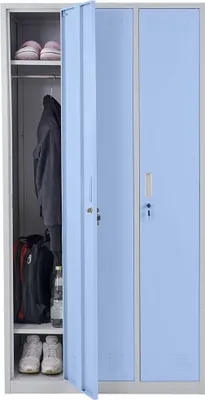 Produktbild von Schließfach Preston T829, Spind Wertfachschrank Schließfachschrank, Metall 3 Fächer  blau