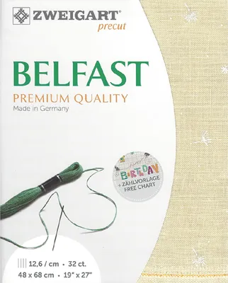 Obrázek produktu pro Počítací tkanina BELFAST Zweigart Precut 32 ct. 3609 barva 2409 béžová přání, vyšívací tkanina ze 100% lnu pro vyšívání 48x68 cm