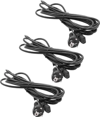 Produktbild von vhbw 3x Netzkabel Schutzkontaktstecker für Kaltgeräte z.B. PC Monitor Computer Drucker - C13 Buchse, 5 m