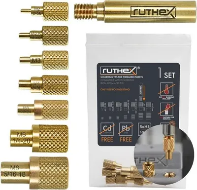 Productafbeelding van Ruthex set soldeerpunten voor schroefdraaSteckanschlussrten – M2 tot M8 + UNC