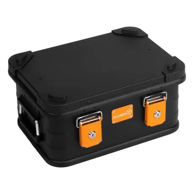 Produktbild von ALUBOX Black klein handlich schwarz - robuste Ecken - Werkzeugbox - abschließbar - 2 Griffe- 2 Schlösser 2 Schlüssel - 18 Liter