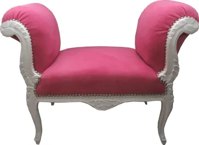 Produktbild von Casa Padrino Barock Schemel Hocker Rosa / Weiß - Sitzbank