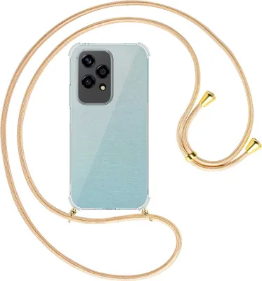 Produktbild von Handykette Backcover-Schutzhülle mit Band (Metall goldfarben) für Honor 200 Lite - Goldkordel