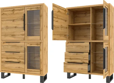 Produktbild von Wohn-/Esszimmer Vitrine in Wotan Eiche Nb. HENDERSON-83, B/H/T ca. 120/190/45 cm