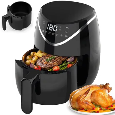 Produktbild von Airfryer Heißluftfritteuse 2,8L, Digitaler Touchscreen, 6 voreingestellte Funktionen, 90% weniger Fett, 1500W Leistung, Schwarz