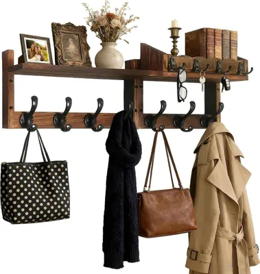 Produktbild von Wandgarderobe Holz mit Ablage (67x22,5x11cm)