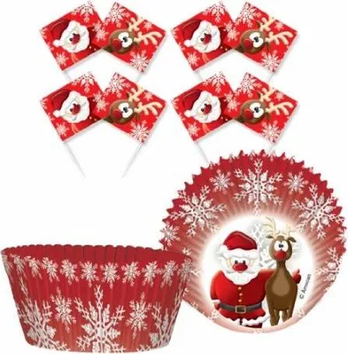 Produktbild von 48 Teile Muffin Förmchen Set Weihnachtsmann und Rentier