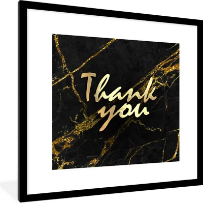 Produktbild von MuchoWow® Gerahmtes Poster Zitate - Dank - Gold - Marmor 40x40 cm - Poster mit Schwarzem Bilderrahmen Wandposter Rahmen Foto Bilder - Poster - Plakat im Rahmen