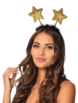 Produktbild von Sternen-Haarreif für Erwachsene Silvester-Accessoire goldfarben-schwarz -