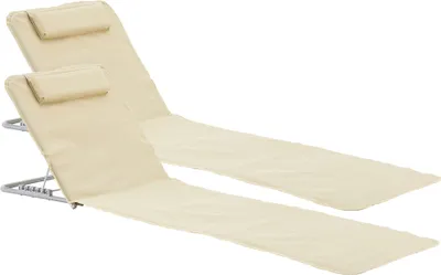 Produktbild von Strandmatte ’Cellorigo’ 2er Set mit verstellbarer Rückenlehne klappbar Stahlrahmen 160 x 49 cm Beige