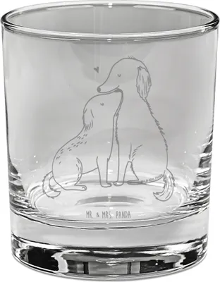 Produktbild von Mr. & Mrs. Panda Glas Hunde Liebe - Transparent - Geschenk, Verliebt, Tumbler, Herz, Trinkglas, für Gin, Tierliebhaber, Kuss, Hund
