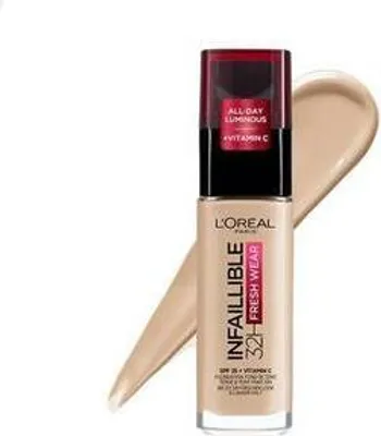 Produktbild von L’Oréal Paris Infallible 24H Fresh Wear, Pumpenflasche, Flüssigkeit, Beige, True Beige, Nackte Haut, Neutral