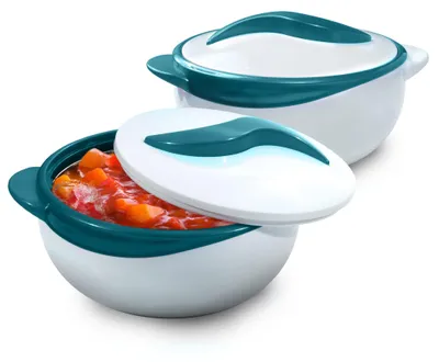 Produktbild von Set aus 2 isolierten Suppen- und Salatschüsseln mit Deckel