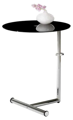Produktbild von Couchtisch Leonie Glas Beistelltisch Wohnzimmertisch höhenverstellbar schwarz/Chrom