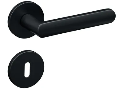 Produktbild von Gavroche Türgriffe Schwarz Matt Set BB Buntbart Türklinken für Innentüren Drückergarnitur für Zimmertür mit runder Rosettengarnitur aus Zink