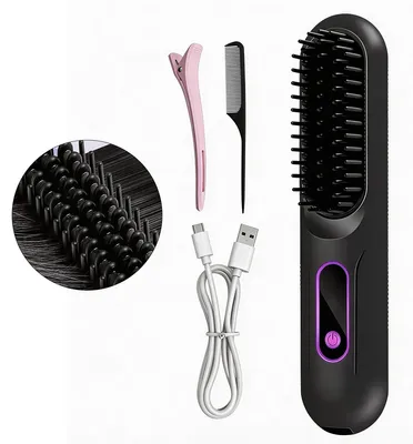 Produktbild von Kabelloses 2-in-1 Glätteisen Haarbürste, 10 Sekunden Aufheizen, 3 Temperaturstufen, Anti-Frizz, für glätten & locken, USB wiederaufladbar