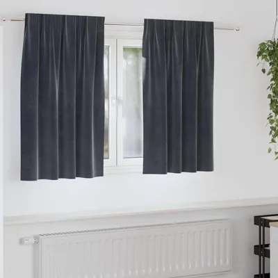 Image de Rideaux occultants 2 pcs Gris foncé 140 x 140 cm Velours