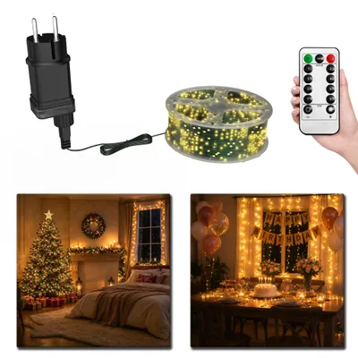 Produktbild von ACXIN LED Dekoleuchte aus Kupferdraht 100m 1000LED Warmweiß, Kupferdrahtbeleuchtung, Deko Beleuchtung, Fernbedienung, Timer, Speicherfunktion, 8 Lichtmodi