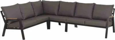 Produktbild von Siena Garden Lindos 4-teilige Lounge-Sitzgruppe anthrazit matt/blau-grau