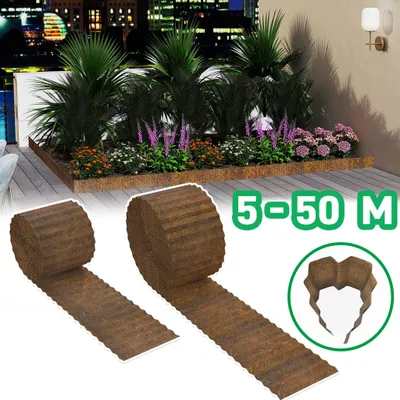 Produktbild von YARDIN Rasenkantenrolle aus Stahl Naturrost Wellenform Höhe 18cm Länge 35m Beetabgrenzung Gartenzubehör