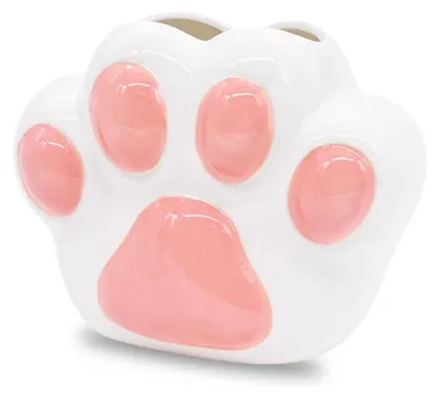 Keramischer Katzenpfoten-Stifthalter, niedlicher Organizer, rosa